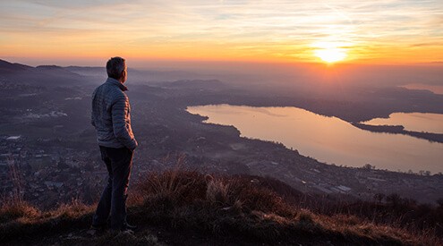 Hike on mountain looking landscape